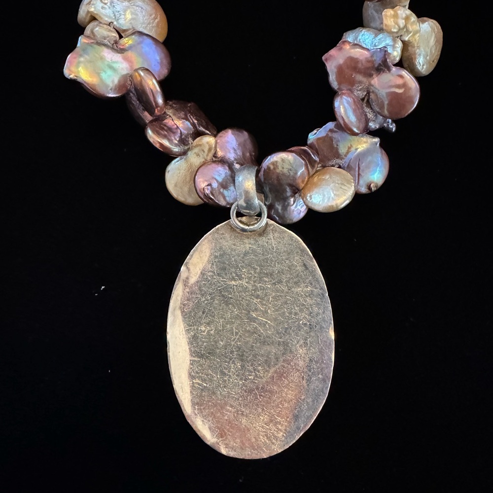 NWOT Freshwater Pearl Necklace with Mother of Pearl 925 Pendant - Picture 6 of 8